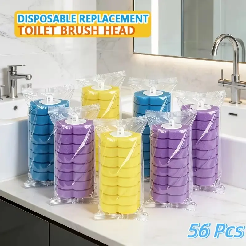 56-Piece Toilet Seat Replacement Set, Three-Color Transparent Packaging, Disposable Toilet Seat Cushions for Bathtub and Sink