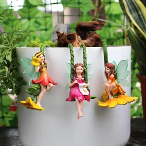 Flower Fairy Design Flower Pot Pendant, 3 Counts/box Cute Elf Design Decorative Ornament, Home Decor for Living Room Bedroom Garden Accessories, Garden Sculptures Statues