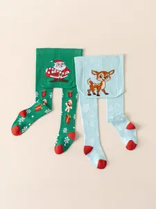 Christmas Pattern Jumpsuits Set, Fun Style, Precise Craftsmanship, Perfect for Holiday, 2 Pairs Pack, Clothes