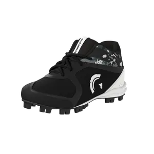 Blaze Youth Hi Top Rubber Molded Baseball and Softball Cleats (Black/Grey/White)