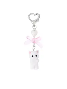 Cute Kitty Keychain, Fuzzy Cat Decor Gift, Heart Bow Pendant, Women & Girls Kawaii Cat Bag Charm, Adorable Accessory, Trendy Cute Keychain, Cute Soft Keychains