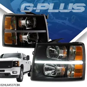 Fit For 2007-2014 Chevy Silverado Clear Led Drl Amber Trim Headlight