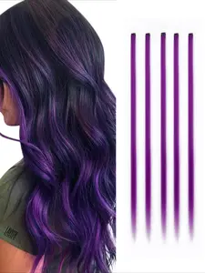 5-PCs Colorful Clip-In Synthetic Hair Pieces, 55.88 Cm Straight Hair Extensions for Halloween & Music Festivals, Perfect Gift for Women