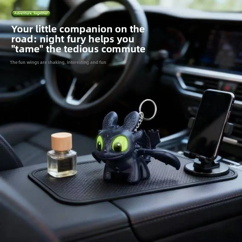 Cute Toothless Dragon Car Ornament, Moving Wings Glowing Decoration, Dashboard Hanging Piece, Automotive Interior Accessory, Car Accessories, Car Dashboard Decorations, Aesthetic Car Accessory, Car Interior Ornaments
