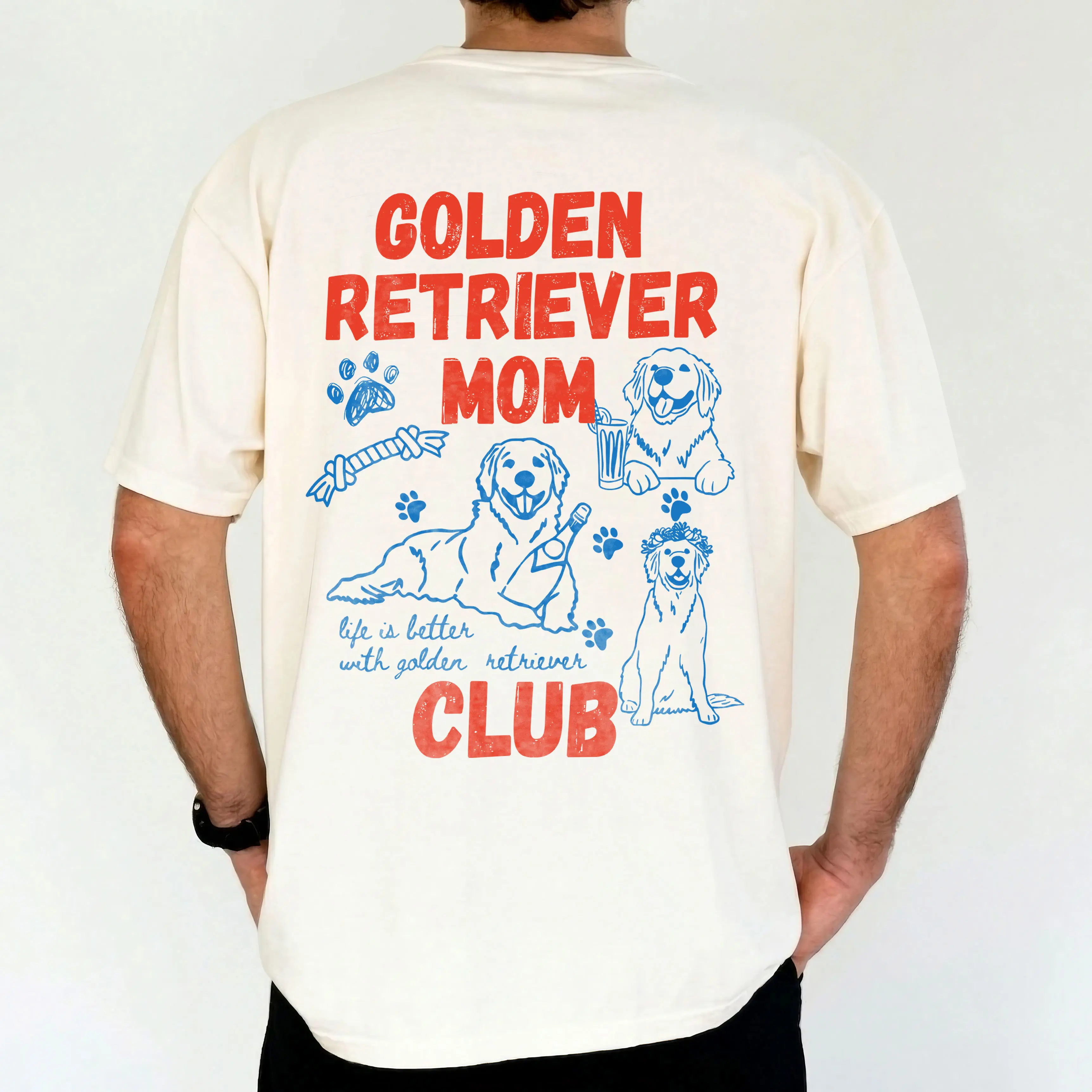Golden Retriever Mom Club Washed T-Shirt, Comfort Color T-shirt, Gildan T-shirt, Mom Dog Shirt