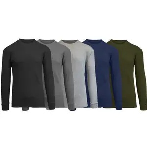 5-Pack Men's Waffle-Knit Long Sleeve Crew Neck & Henley Thermal Shirts