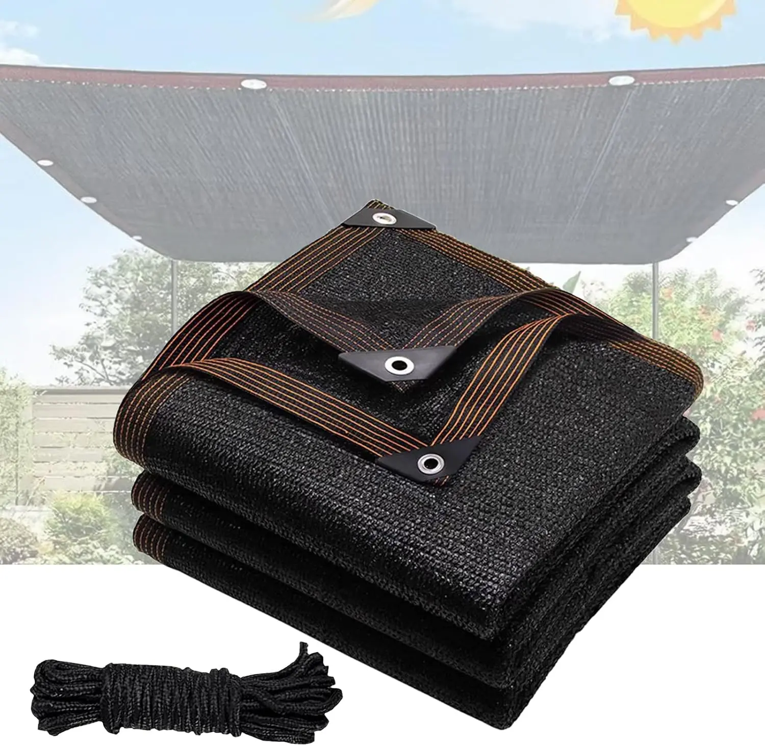 90% 10X20FT Black Shade Cloth, Outdoor Sunblock Shade Cloth with Grommets, Durable Sun Shade Netting Shading Antifreezing for Patio, Garden, Plants Cover, Greenhouse, Barns, Dog Kennel
