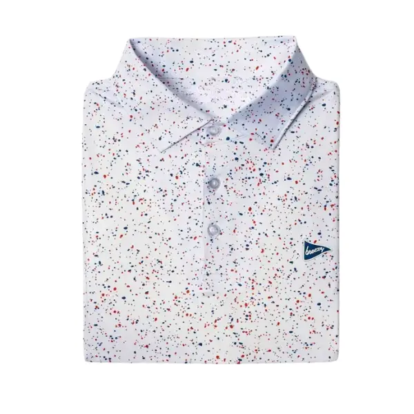 The USA Splatter Polo – Men’s 3D All Over Print Golf Polo Shirt, Lightweight Short Sleeve Athletic Casual Wear
