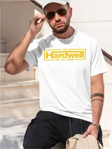 Hardwell 2026 new model Black/White Tee Stylish & Comfortable Loose Crew Neck Short Sleeve Streetwear T-shirts Versatile On Trend Eye Catching Printed Graphic Casual Tee for Daily Wear Outings & Leisure