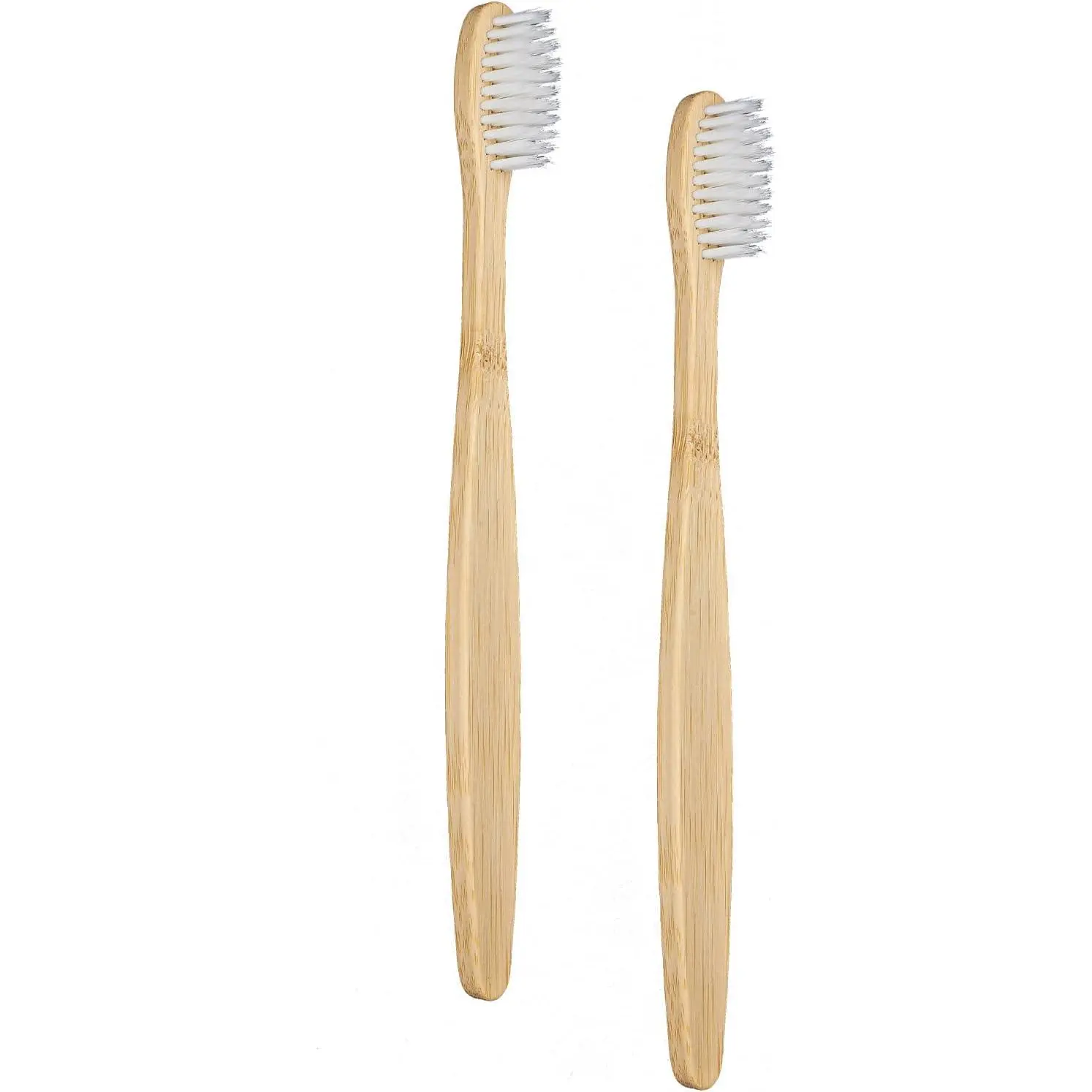 2 PCS Bamboo Toothbrushes for Adults - Soft Bristles, Natural Biodegradable, BPA Free, Eco-Friendly, White