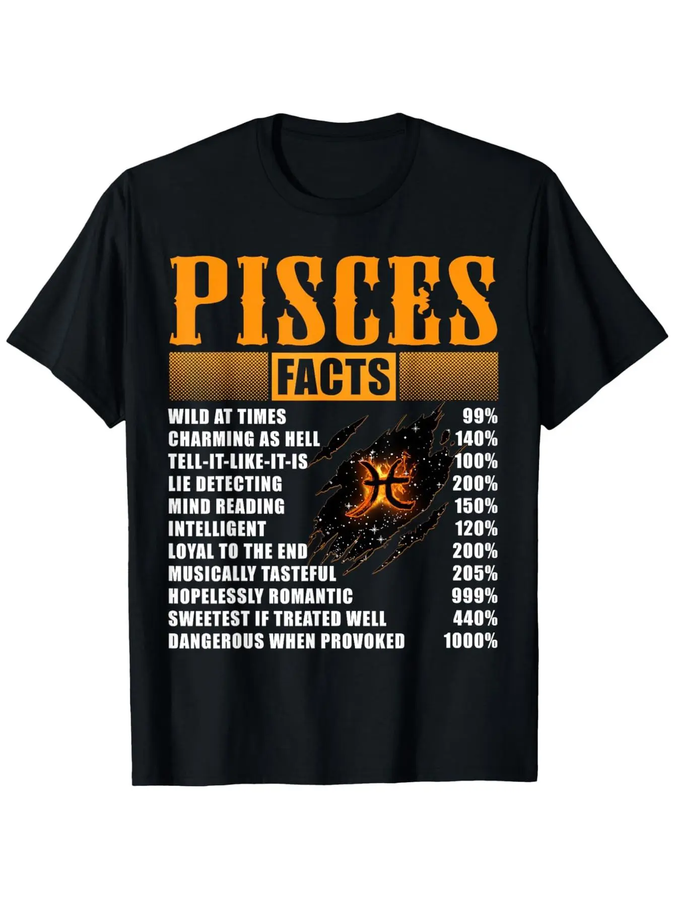 Pisces Facts T-Shirt Pisces Birthday Gift T-Shirt for Men and Women Outdoor T-Shirt, 100% Cotton, s-5xl, breathable comfort, artistic print, for men, daily wear, Independence Day, Martin Luther King Jr. Day