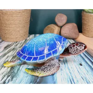 Nautical Ocean Blue Giant Sea Turtle Swimming Bobblehead Figurine Tortoise