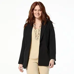 MarlaWynne WynneCollection Collared Crepe & Lace Jacket
