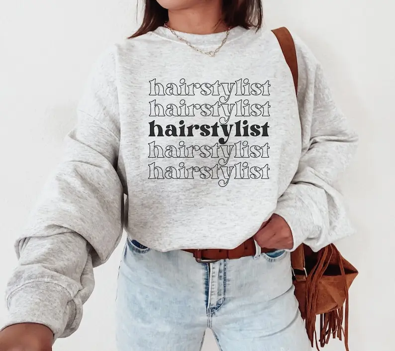 GENERIC Unisex Retro Hairstylist Hoodie - Casual Long Sleeve Boss Salon Crew Top with Comfortable Fabric, Flattering Fit