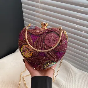 Women's Bag New Fashion Sequin Shoulder Bag Retro Handheld Evening Bag