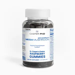 Casper PhD Guilt-Free Gummy - MEGA MUSHROOM 10X Complex Gummies for Focus, Energy & Immune Support - US Made, Scientifically Validated, FDA Registered - 60 Capsules - Healthcare