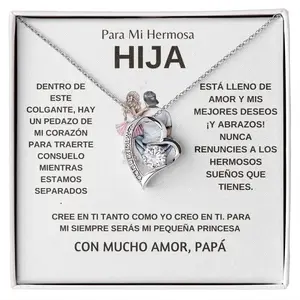 De Papá para Su Hija - Collar de Corazón 'Te Quiero' - Regalos de Moda para Chicas, Collares de Cumpleaños To My Daughter From Dad Father Gift Love You Heart Pendant Necklace Fashion Girl Gifts Birthday Necklaces