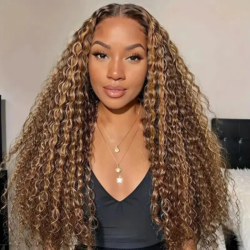 Wiggins Hair #P4/27 Pre Cut Ready to Go Wig Deep Wave 7x5 Lace Closure Wigs Highlight Glueless Human Hair Pre Bleached Beginners Friendly
