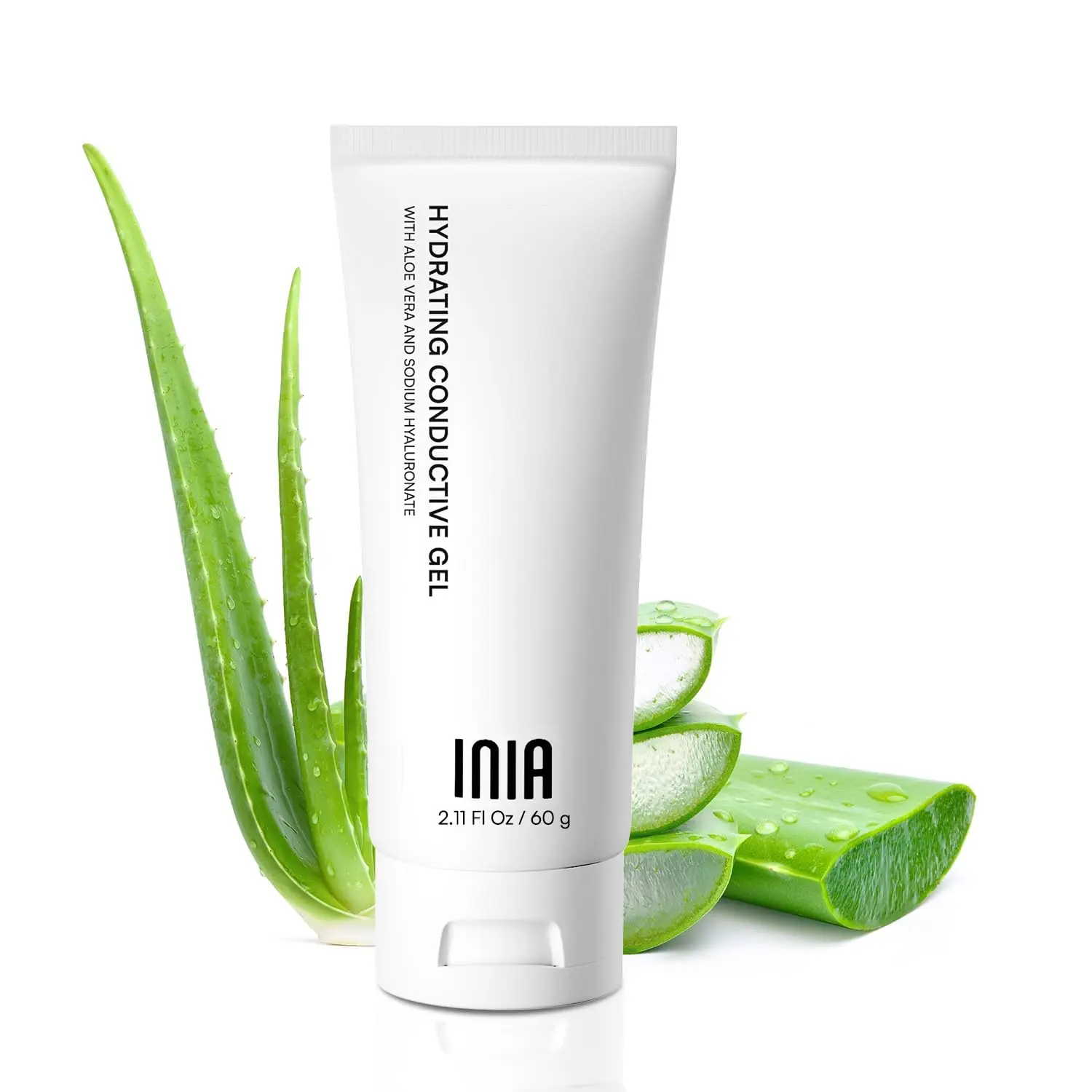 INIA Micro-current Conductive Gel for Facial and Body Skin Care Machines – Hydrating Gel Primer with Hyaluronic Acid for Women and Men, 2.11 Fl Oz