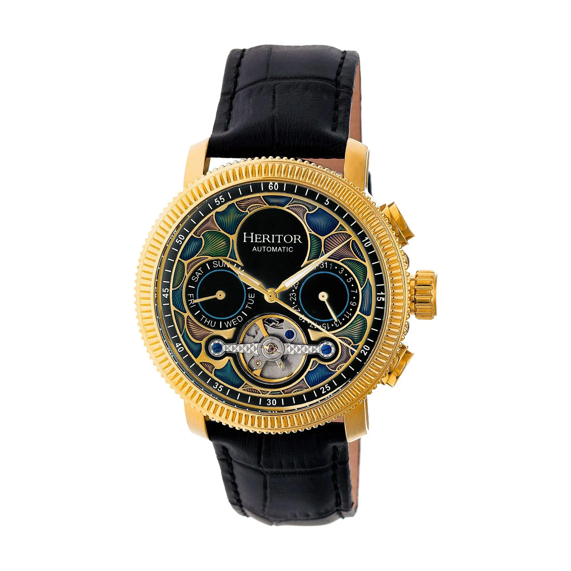 Heritor Automatic Men's Aura Stainless Gold and Black Watch