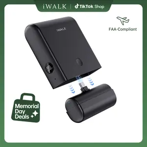 iWALK 13500mAh 2-in-1 Power Bank with Detachable Mini Charger, 20W PD Fast Charging, Case-Friendly for iPhone 17/16/15 & iPad, Samsung Mobile Devices, Compact USB-C Cable, USB Rechargeable Battery, Electronics Accessories Smartphone, Portable tiktokshopsp