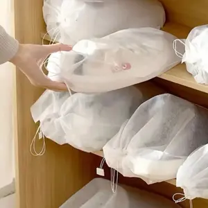 20pcs Portable Non-woven Drawstring Shoes Storage Bag - Anti-yellowing & Dry - Disposable Travel Shoe Organizer - Dust-proof