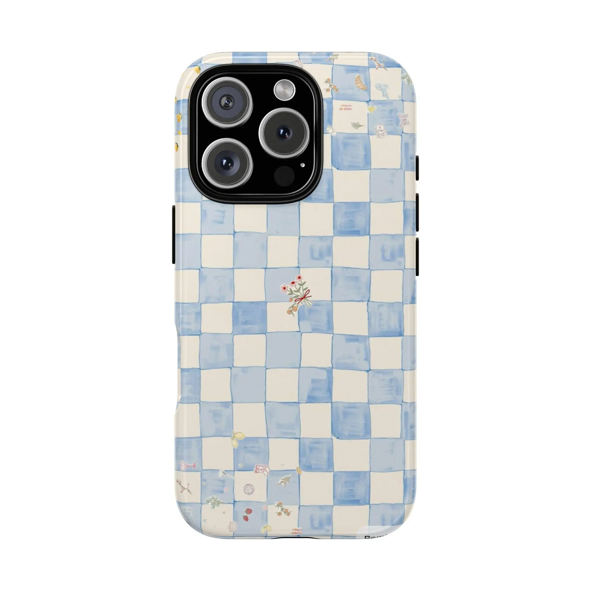 [New Arrivals]Whimsical Checkerboard Phone Case - Tough Cases, Cute Phone Cover, Floral Design, Gifts for Her, Pastel Aesthetic with  iPhone 17 Air 16Pro Max 15 14Plus 13 12 11  XS