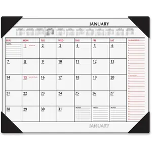 212 MAIN Monthly Desk Pad Calendar, Red & Black, Calendars Planners with Monthly View and Unruled Grid, Ideal for Home Office Use