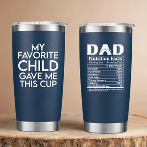 Birthday Gifts For Dad From Son Daughter- 20 Oz Navy Blue Travel Coffee Mug Tumbler, Unique Best Dad Ever Funny Cool Useful Inspired Valentines Day For Dad, "My Favorite Child Gave Me This Cup" Birthday & Fathers Day Presents For husband, new Dad Gift,