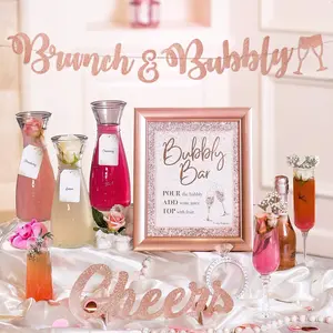 Mimosa Bar Brunch Decoration Kit with Signs, Banners, Labels for Birthday Parties, Baby Shower, Bridal Shower, Engagement Party, Gender Reveal - Choose Your Theme!