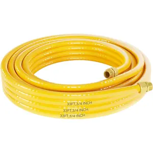 33FT CSST Flexible Propane Natural Gas Line 3/4", Corrugated Gas Hose, Propane Hose Pipe 3/4" Tubing Pipe Kit 33FT with 2 Male Fittings