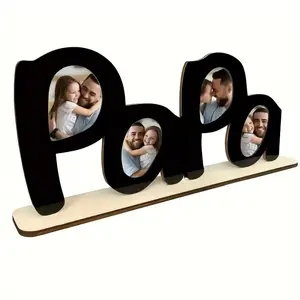 Wooden Frame, Papa Letter Shape Photo Frame, Multi Picture Frame, Father's Day Gift for Dad, Grandpa, Husband, Memorial Gift, Decorative Frame, Wood Frames
