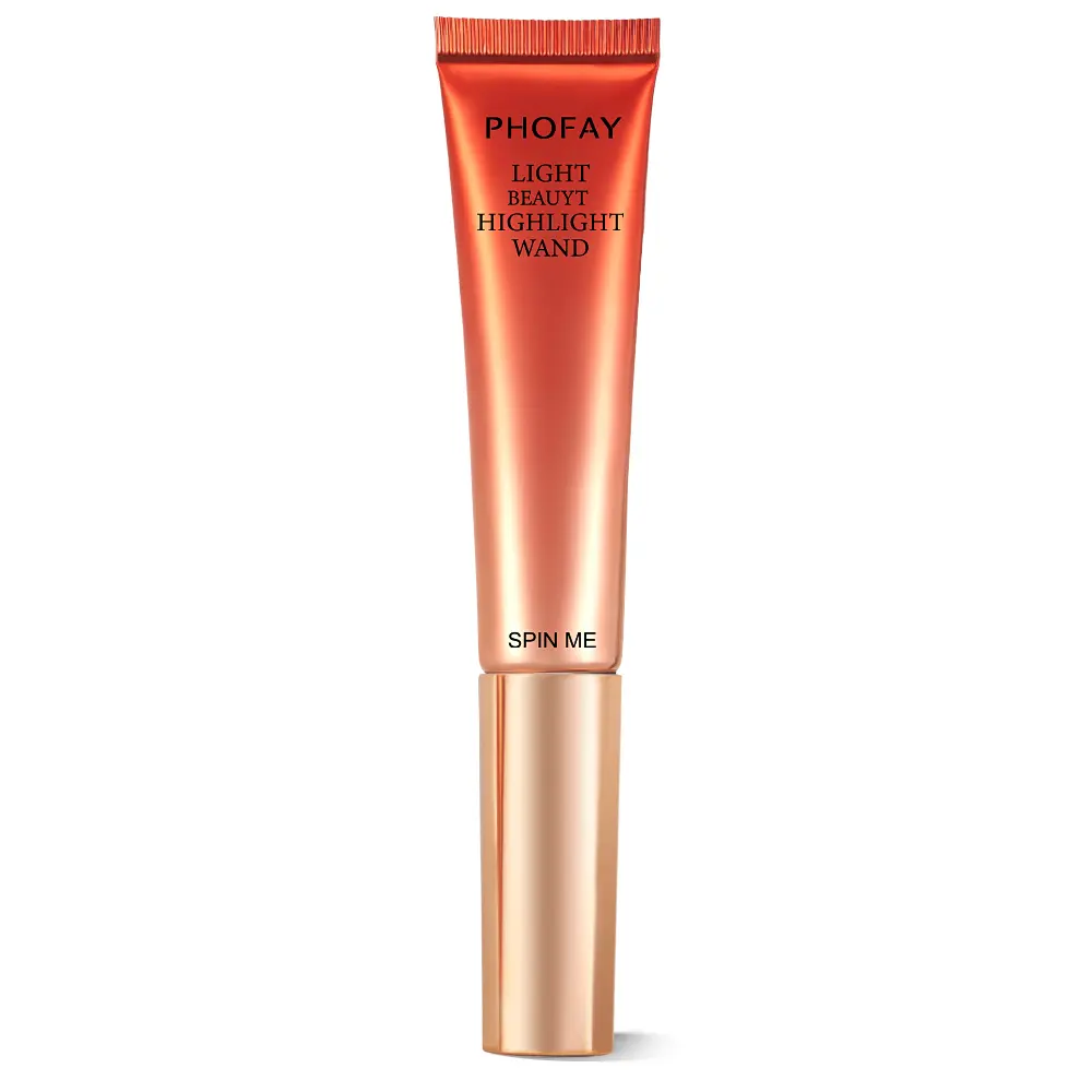 PHOFAY Highlighter Wand with Bronzer Brush Cosmetic 15 ML - Silky, Soft, Shiny Application with Applicator Sponge for Versatile Makeup Use - Powder, Blend