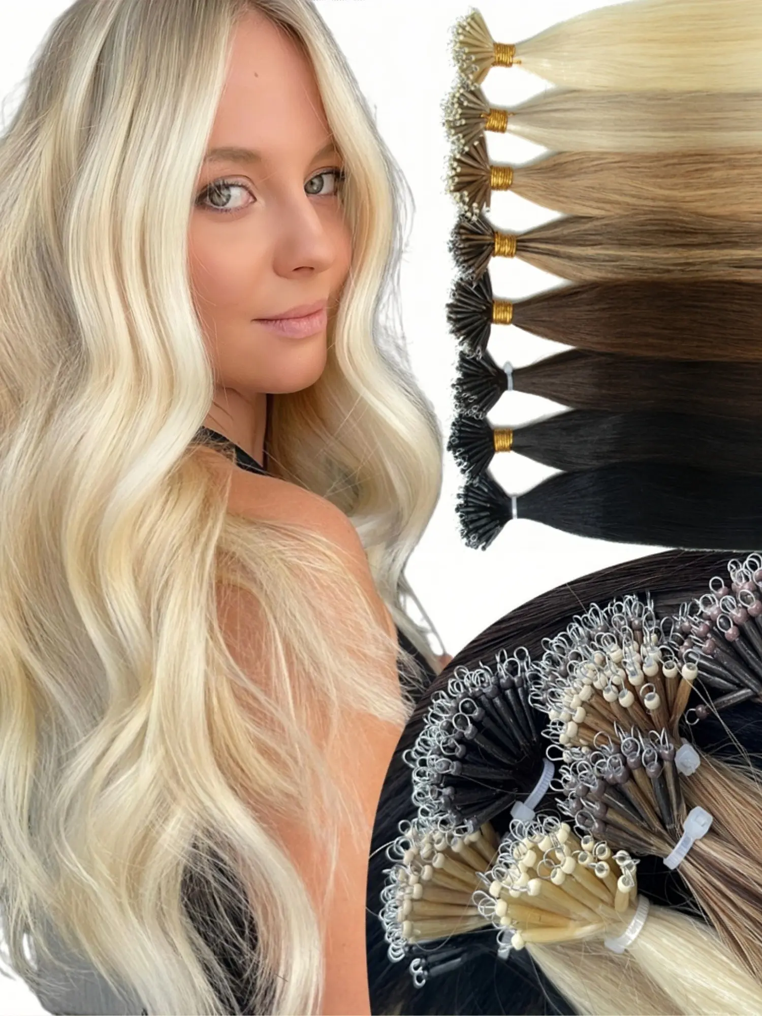Nano Bead Hair Extensions, Premium Human Hair Nano Tip, Real Human Hair Remy, Silky Soft Nano Ring, 30g, 12-22 Inch, Natural Look, Natural Wavy Hairpieces, Natural Looking Hair