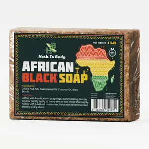 Herb to Body Authentic African Black Soap 1lb Bar Natural Ingredients Versatile Skin Care Traditional Cleansing Experience