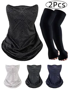 Breathable Windproof Mask Set, Half Face Design with Ear Straps, Unisex Outdoor Sports Mask, Sun Protection, Arm Sleeves, Running Hiking Cycling Travel