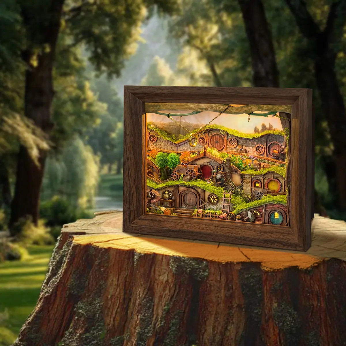 DIY 3D Laser-Cut Wood Magic Ring House Miniature Kit - Lighted LED Dollhouse Book Nook, Ages 14+, 5-6 Hours Build, Unisex DIY Craft Set, Handmade Gifts, Bookshelf Decoration for Holidays & Birthdays
