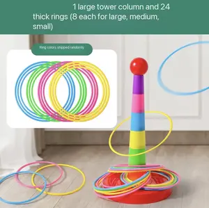 Random Color Ring Toss Toy, 26 Pieces Ring Toss Game Toy for Indoor & Outdoor Use Fun Juggling Ring Toy, Family Interactive Game Perfect Family Activity Gift for Boys and Girls