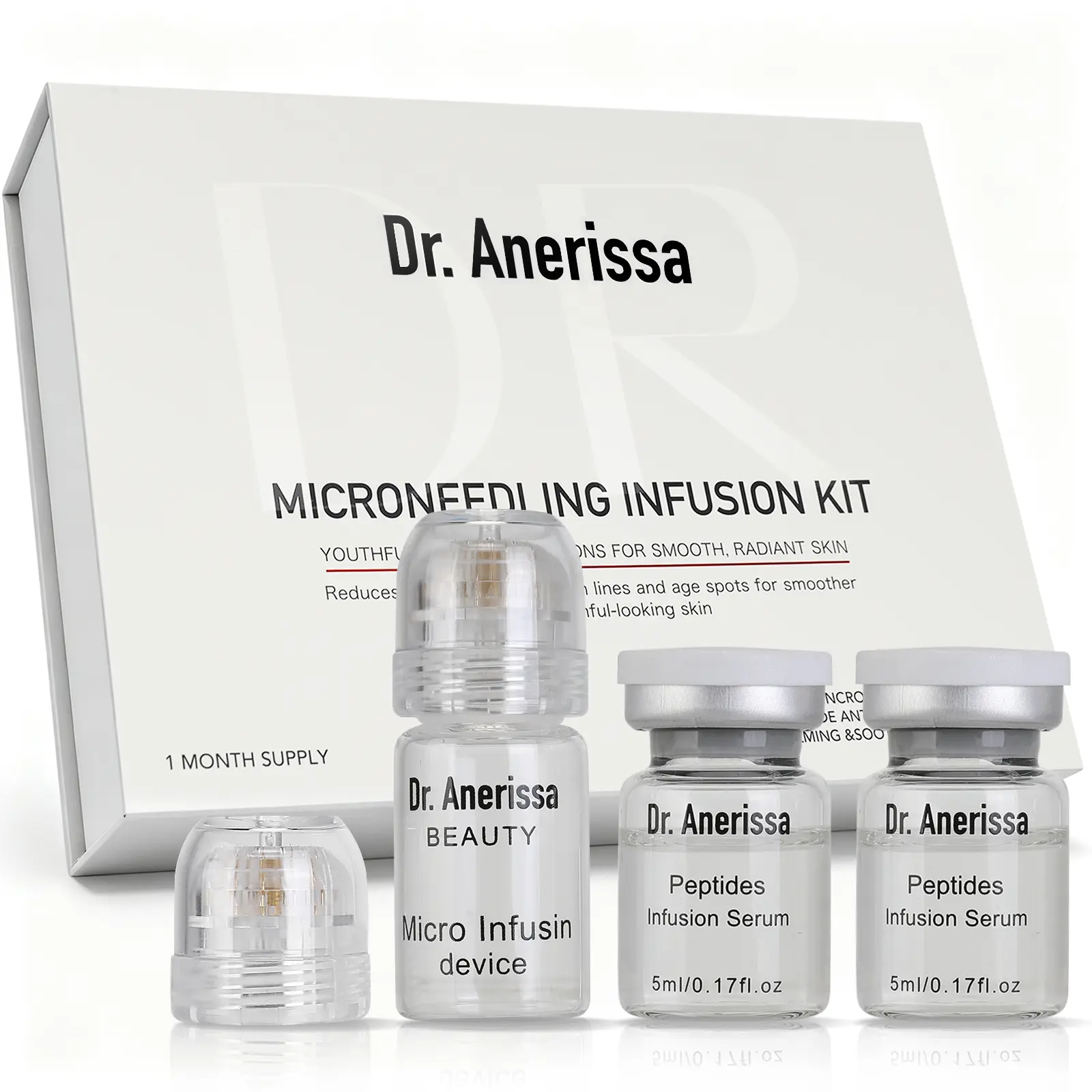 Micro-Infusion System with Cruelty Free Facial Serum for Wrinkles & Dark Spots, 1 Month Supply, At-Home Treatment for All Skin Types, Cruelty Free Serums & Essences, Naturally Derived Serums & Essences