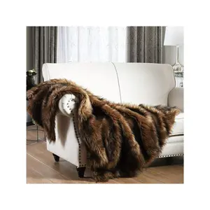 Luxury Plush Faux Fur Throw Blanket, Long Pile Black Throw Blanket, Super Warm, Fuzzy, Elegant, Fluffy Decoration Blanket Scarf For Sofa, Armchair, Couch And Bed, 60''x80''