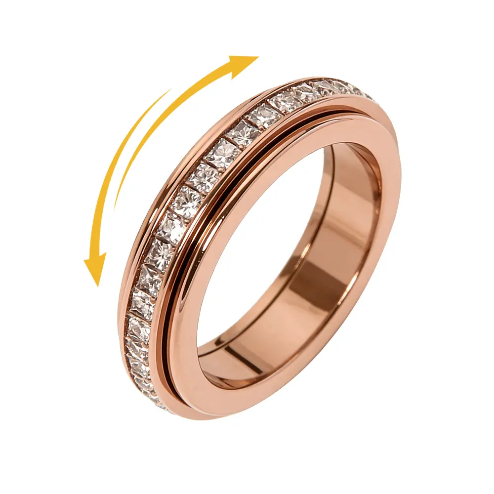 Anxiety Rings for Women and men Titanium Steel Spinner Fidget Band Rings Cubic Zirconia Relieving Anxiety Wedding Promise Lucky Rings Comfort Fit Size 5 to 10 bracelet