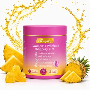Women’s Juicy Feminine Probiotic Gummies - Healthcare All-in-1 Solution with Slippery Elm, Prebiotics & Lactobacillus Blend for pH Balance & Dryness - Hawaiian Pineapple Flavor, 60 Count