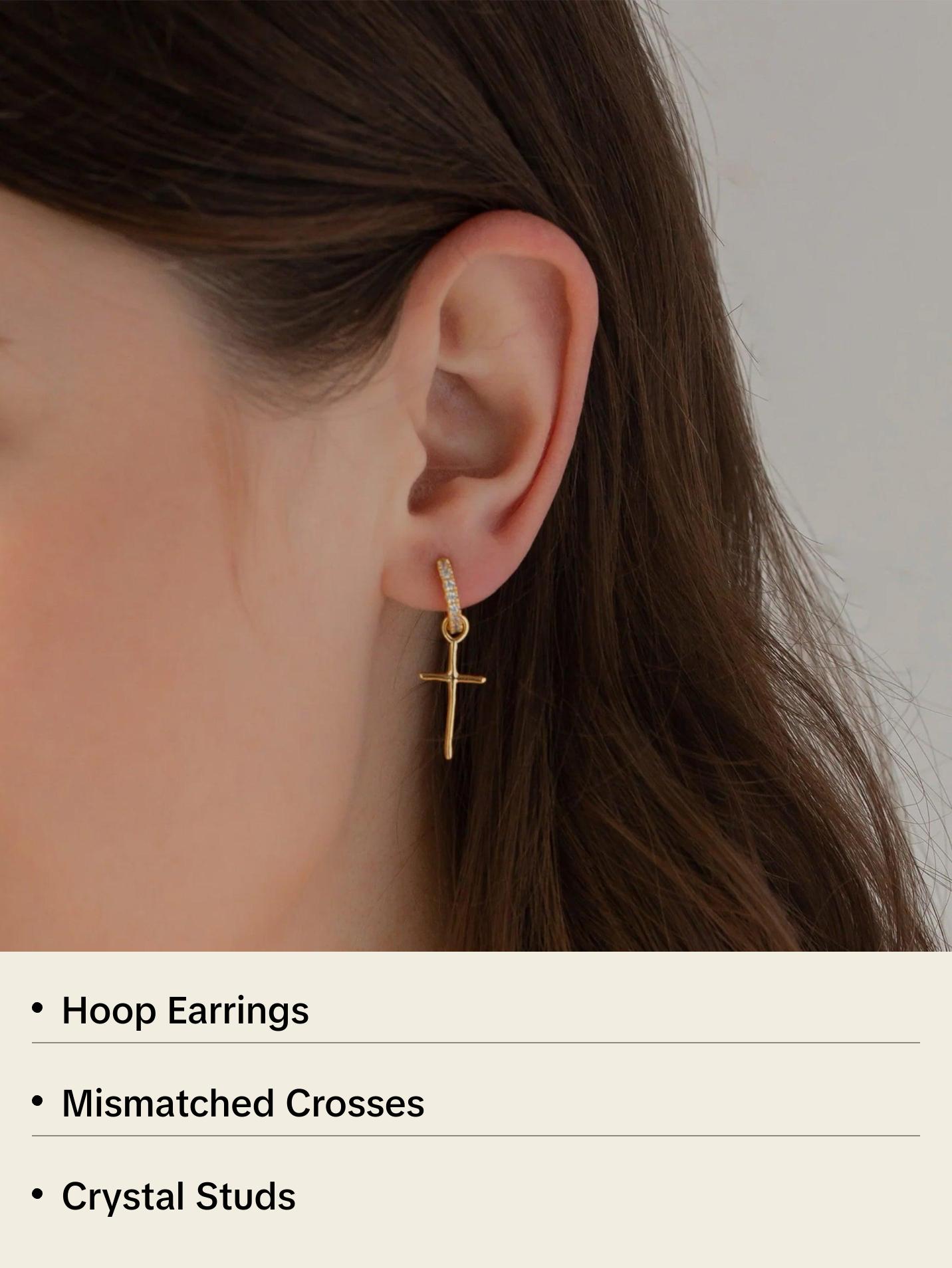 Ariel Mismatching Cross Earrings
