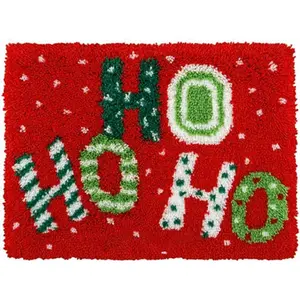 Latch Hook DIY Floor Mat Kit - 15x21in (38x54cm) Merry Christmas | Pre-printed Color Pattern | Segment Embroidery Crochet Craft | Suitable for Adults & Beginners | Handcrafted Festive Home Decor Floor Mat