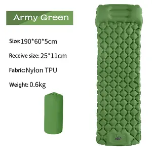 Camping sleeping pad with pillow, quick inflation outdoor camping sleep mat, waterproof, portable, suitable for hiking and backpacking, upgraded durable waterproof compact travel air mattress with built-in foot pump, ultra-light inflatable sleeping pad