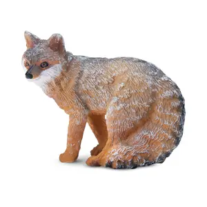 TOYMANY Hand-Painted PVC Plastic Mini Grey Fox Figurine - Realistic Look Wild North American Animal Model, Unisex Plastic Toy for Age 3+, Ideal for Early Education, Montessori Sensory Play, Collectible Gifts