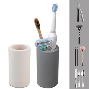 Diatomite Toothbrush Holder for Bathroom Sink, Countertop Organizer, Quick Dry Stand Cup for Toothpaste, Razors, Makeup Brushes - Water-Absorbent & Quick-Drying
