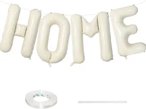 40 Inch Beige HOME Balloon for Housewarming Party Decorations, Large Cream New Home Welcome Balloon Letter Banner, Ivory White Sand Balloons Sign for Sweet House Warming Homecoming Party Decor