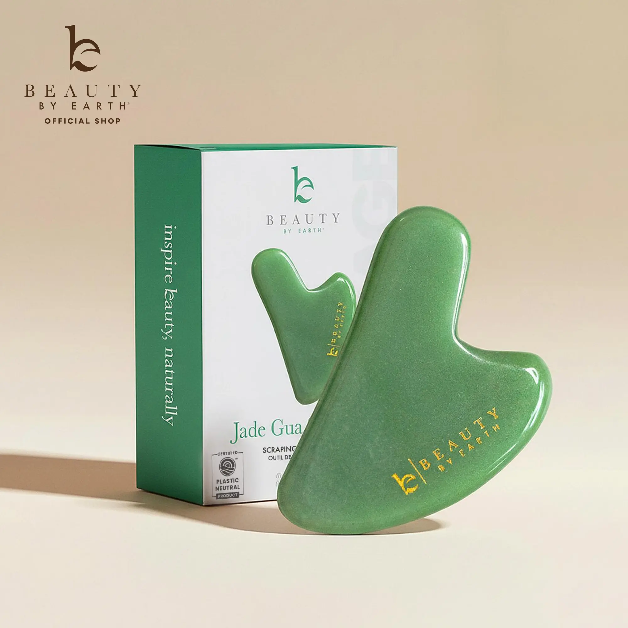 Beauty by Earth Jade Gua Sha - Facial Sculpting Natural Jade Tool for Contouring, Depuffing, and Relaxing Massage and Circulation For Refreshed Appearance