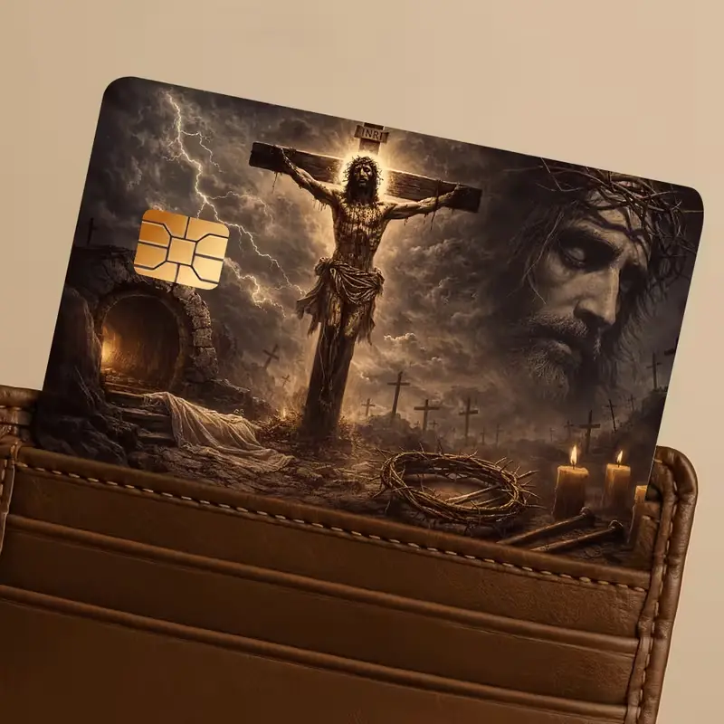 Jesus Cross Credit Card Skin, Christian Crucifix Debit Card Sticker, Waterproof Vinyl Card Cover, Scratch Resistant Wallet Wrap